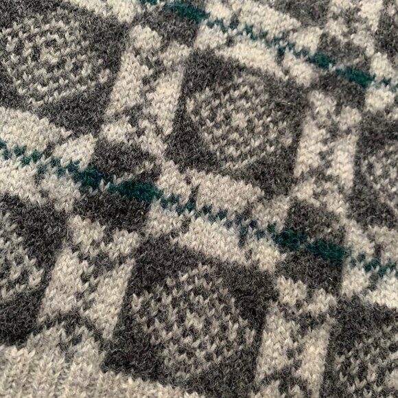 Vintage Robert Stock 100% Wool Shawl Collar Sweater Geometric Pattern Men’s L - Picture 9 of 9